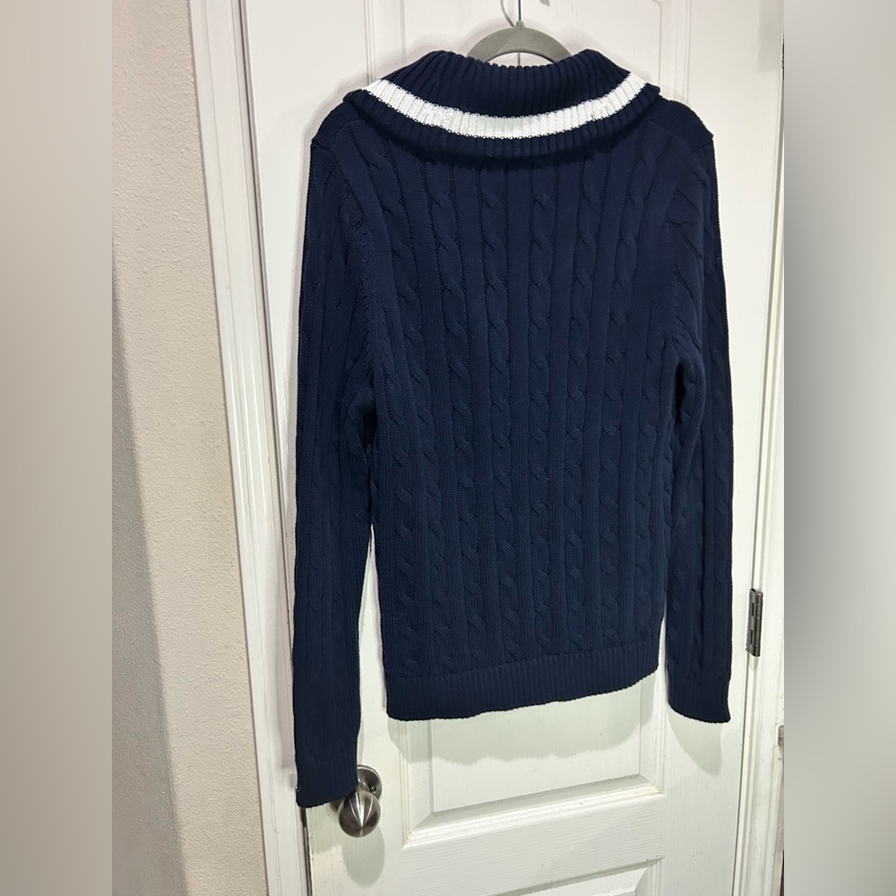 LRL Lauren Active Ralph Lauren Navy Cable Knit Cardigan XL 90s Y2K - Picture 5 of 5